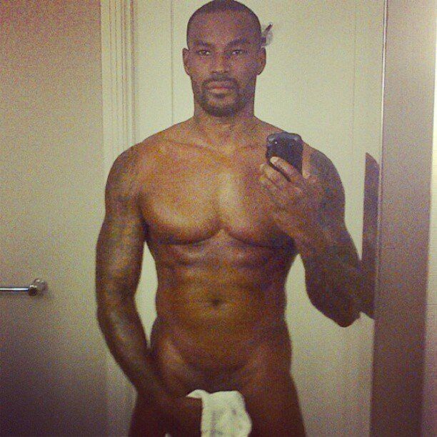 Nude black man in sauna